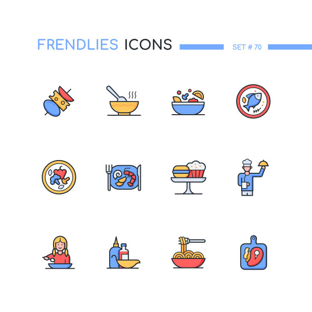 餐厅-现代线条设计风格图标集图片下载