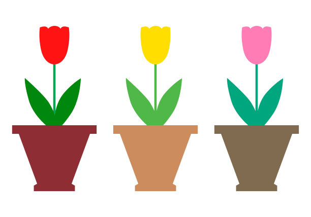 彩色郁金香图标设置图片下载