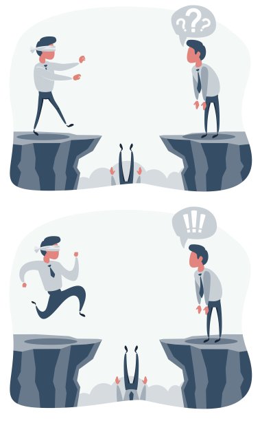 男人走向悬崖。蒙着眼睛的商人跑向悬崖。经营理念图片下载