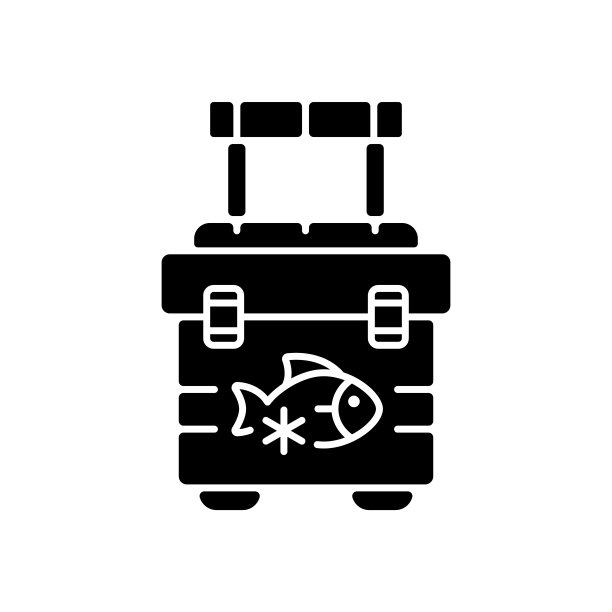 钓鱼冷却器黑色字形图标图片下载