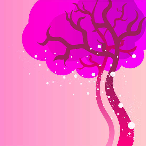 粉色背景树日落插图海报墙纸图片下载