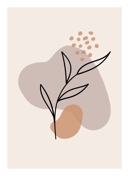 波西米亚风格的小壁画。时髦的向量图片树叶和抽象的形状。植物插图图片下载