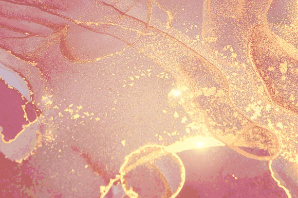 玫瑰闪闪发光，石材和大理石纹理呈金色。酒精墨水技术图片下载