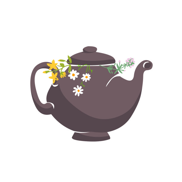 茶壶里的花草茶。图片下载