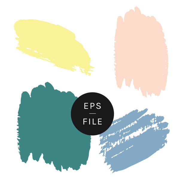 软笔刷手笔触污渍颜料描摹矢量元素集。可调涂抹线纸纹理平面设计，零售。2021年春夏颜色趋势柔和的凉爽柔和的swatch孤立的描手形状在普通的背景。图片下载