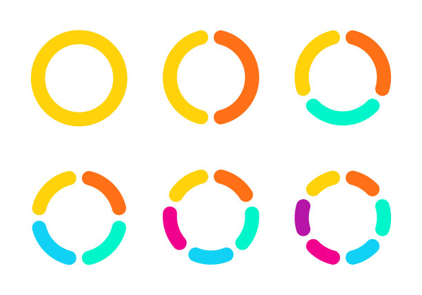 图或饼图集1,2,3,4,5,6节或步骤。圆形图表或图形。圆图设计。矢量插图。图片下载