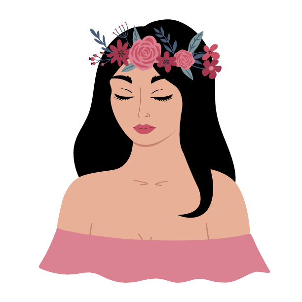 女性画像与鲜花。美丽的春姑娘性格。图片下载