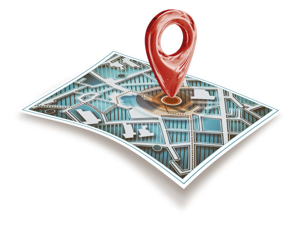 城市地图与路标针显示的路径图片下载