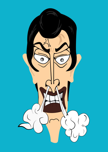 烟熏出鼻子卡通脸。向量,插图图片下载