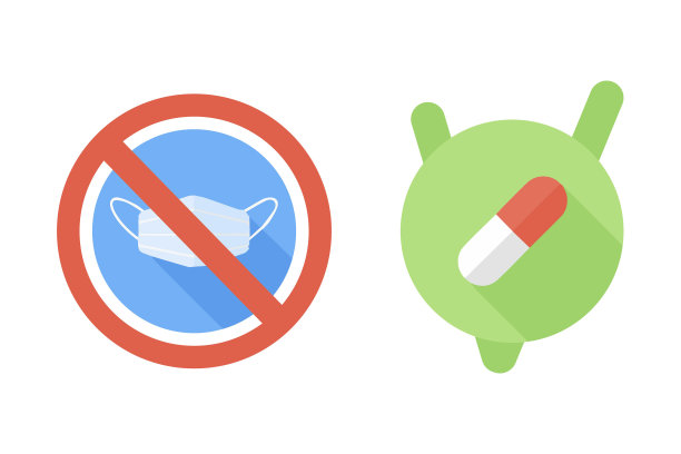 矢量插图。面具和疫苗。两个图标象征着战胜冠状病毒图片下载