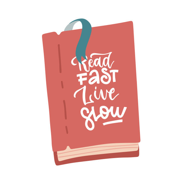 手画字母报价海报设计孤立在白色背景。快读生活慢写在书的封面上。字体设计有趣的短语。矢量平面插图。图片下载