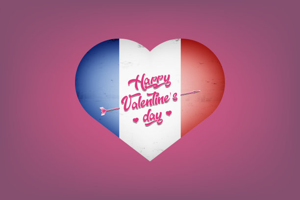 心形的法国国旗图片下载