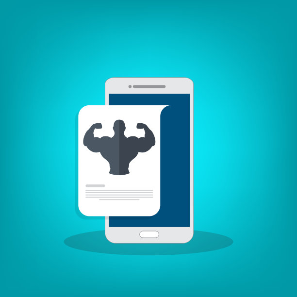 移动健康。家庭健身应用程序，健身应用程序-在线健身训练图标与智能手机，平面设计图片下载