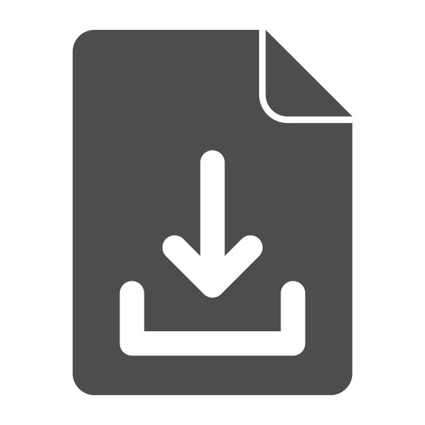 下载文件固体图标，在线教育概念，白色背景上带箭头向下标志的文本文件，下载文件图标的字形风格的移动和web。矢量图形。图片下载