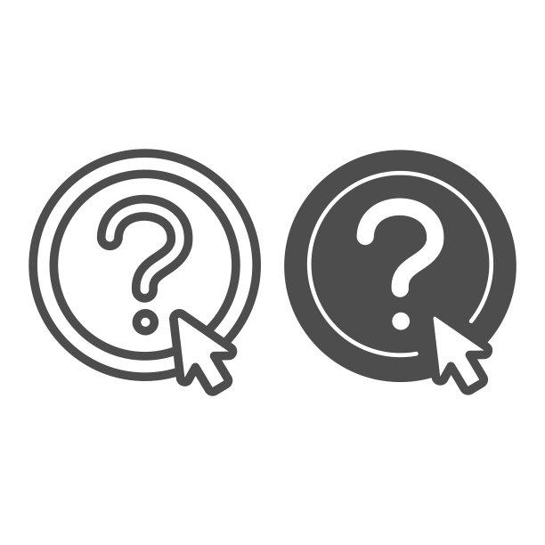 问号按钮和鼠标指针，在线教育概念，常见问题解答光标图标图片下载