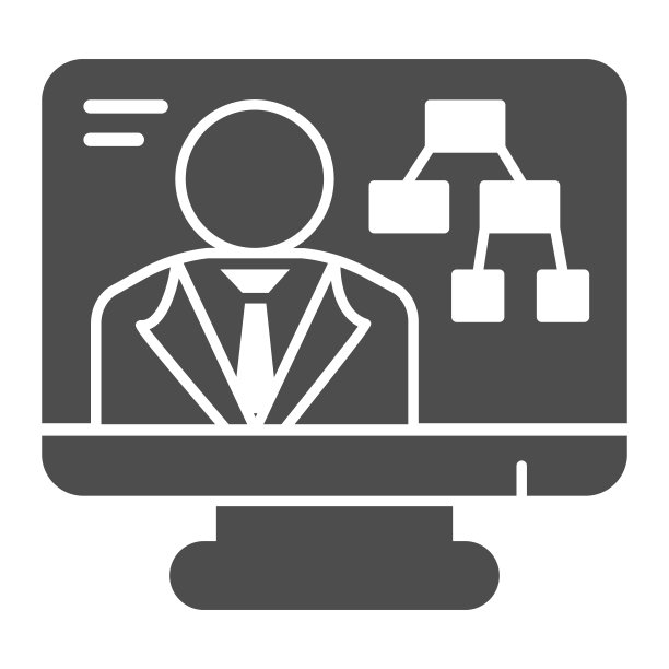 在线会议用教师立体图标，在线教育理念，白色背景的在线培训标志，电脑屏幕上的教育视频图标采用字形风格。矢量图形。图片下载