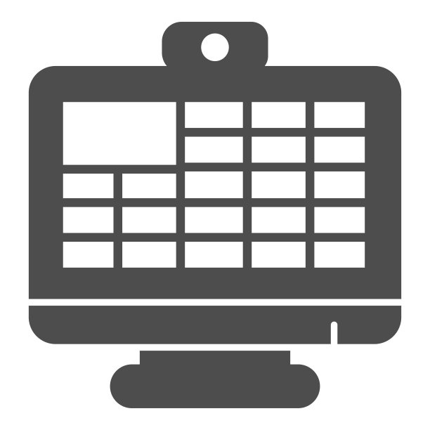 网络摄像头监控和在线会议实心图标、在线教育理念、在线视频交流白底标志、视频会议屏幕上字形风格图标。向量。图片下载