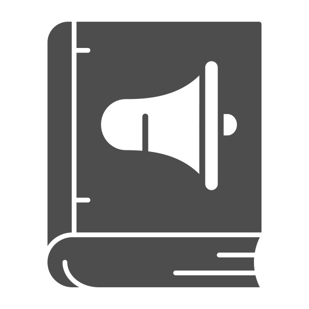 有声读物固体图标，在线教育概念，在线网络研讨会标志的白色背景，扩音器和书籍图标的字形风格的移动概念和网页设计。矢量图形。图片下载