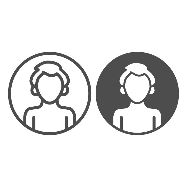 男孩圈线和实体图标，在线教育理念，男孩头像头像标志在白色背景，轮廓风格的男性剪影图标用于手机和网页设计。矢量图形。图片下载