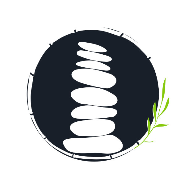 岩石平衡和圆竹标志图片下载