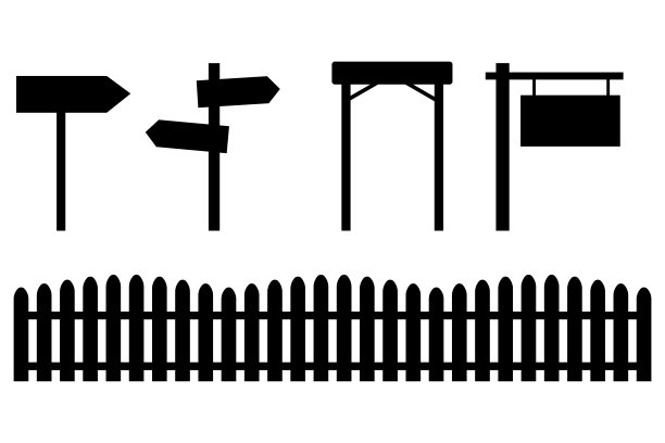 复古风格的黑色路标和围栏。复古的横幅。股票的形象。每股收益10。图片下载