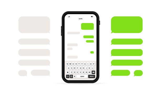 电话留言模板。社交网络聊天页面模板。消息聊天气泡矢量图标。矢量在一个孤立的白色背景。每股收益10图片下载