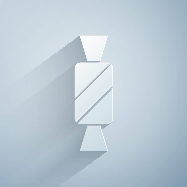 剪纸糖果图标孤立在灰色背景。纸艺术风格。向量图片下载