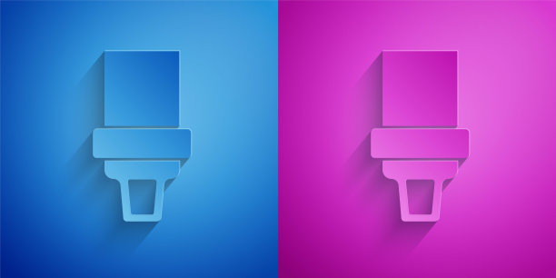 剪纸安全带图标隔离在蓝色和紫色的背景。安全带。纸艺术风格。向量图片下载