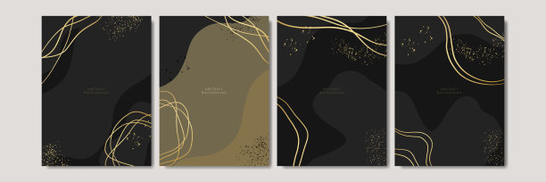 优雅的抽象时髦的通用背景模板与黄金线，闪光，和液体形状。极简主义美学贺卡，婚礼邀请，社交媒体横幅和更多图片下载