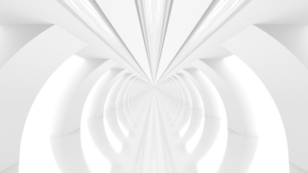 未来空旷的白色走廊与方柱图片下载