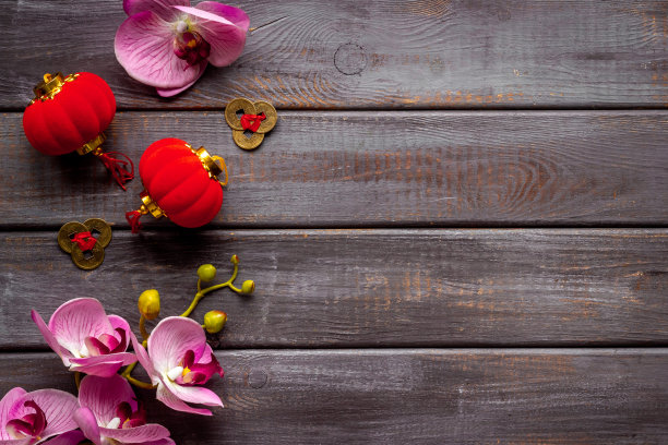 中国或农历新年flat lay with space for text图片下载