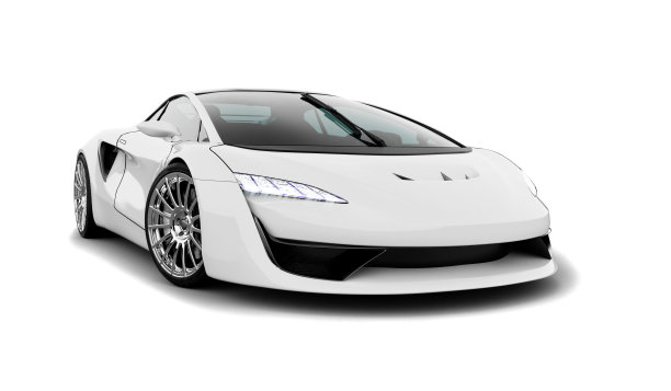 白色跑车前视图孤立的白色图片下载