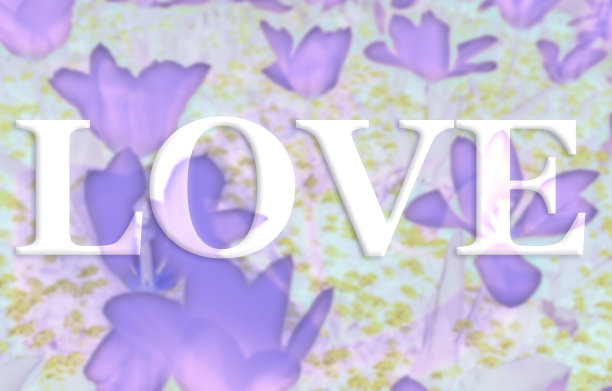 插图在粉红色和淡紫色的色调与字爱。图片下载