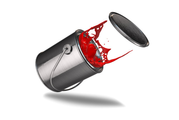 红色颜料锡跌落在3d渲染图片下载