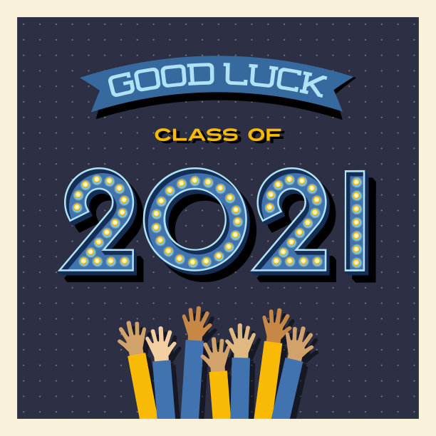 2021年毕业卡或社交媒体设计，毕业生在空中挥舞双手图片下载