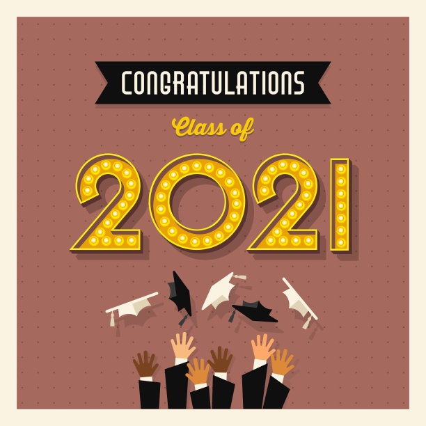 2021年毕业卡或社交媒体设计，毕业生将学士帽扔向空中图片下载