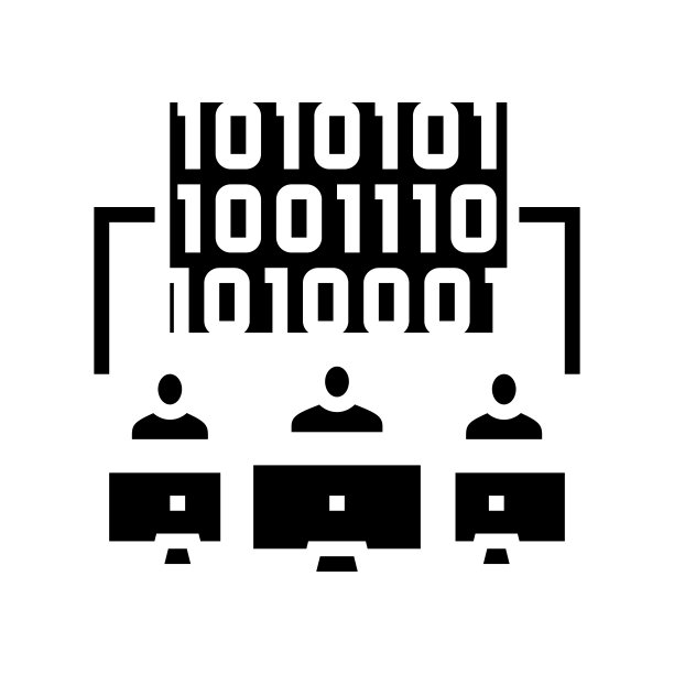 编码团队字形图标矢量插图图片下载