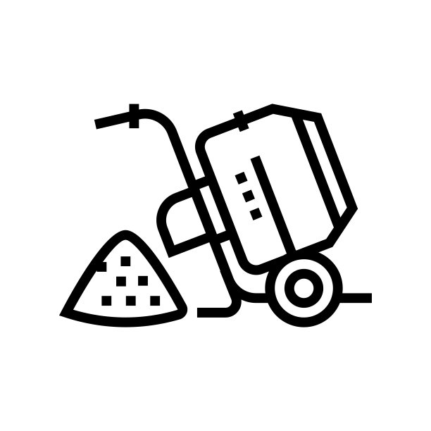 机器与水泥拌石线图标矢量插图图片下载