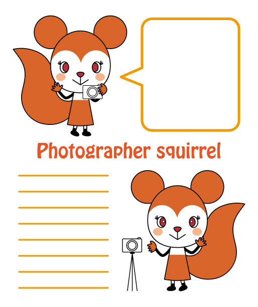 摄影师的可爱松鼠字符插图向量图片下载