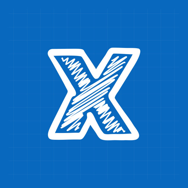 字母X标志在蓝图纸背景。图片下载