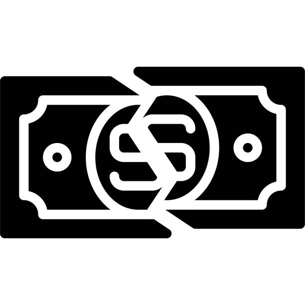 破损的纸币图标，与破产相关的矢量图图片下载