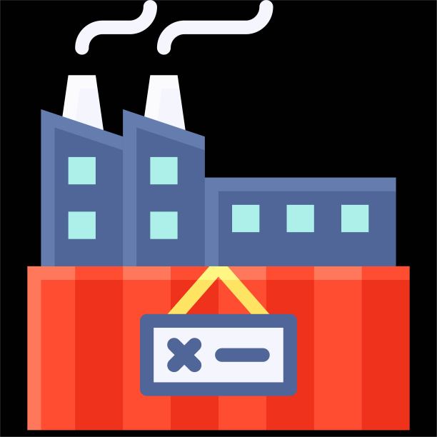 关闭的工厂图标，破产相关矢量图图片下载