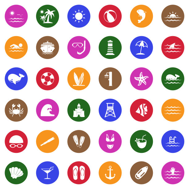 海图标。圆形的白色平面设计。矢量插图。图片下载