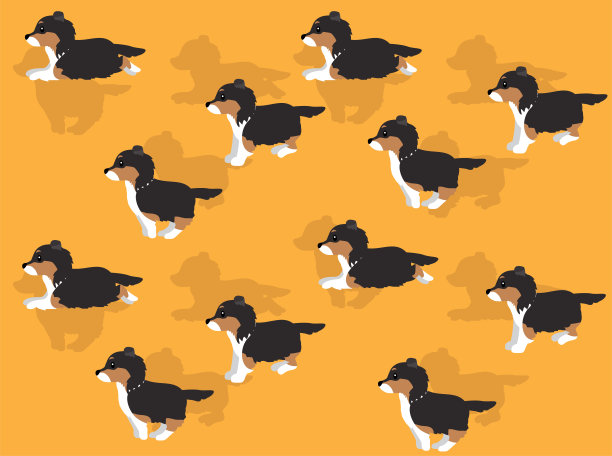 狗动画牧羊犬卡通插图无缝背景图片下载