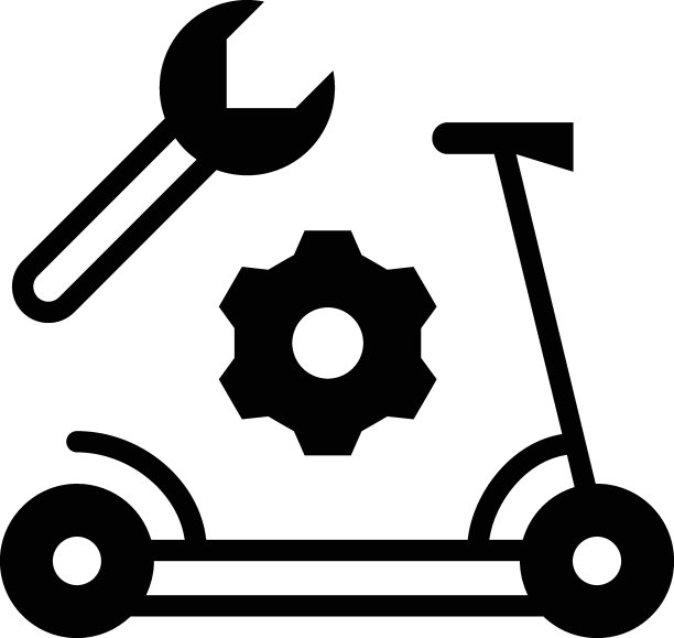 Kick Bike repair, Electric Scooter Settings and maintenance概念矢量字形图标设计，白色背景上的绿色交通符号，eco Motorized Scooter Sign, Mobile app ui元素图片下载