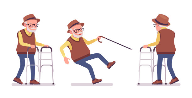 老人，老人用医疗助行器，手杖滑图片下载