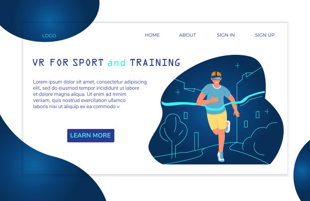 虚拟现实运动和训练登陆页面模板图片下载