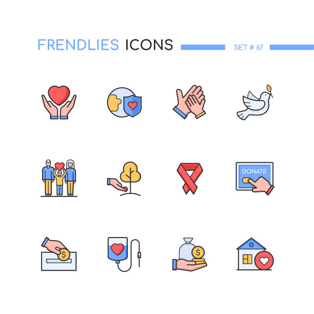 慈善-现代线条设计风格图标集图片下载