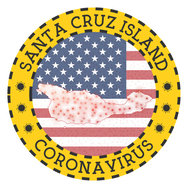 圣克鲁斯岛的冠状病毒标志。图片下载