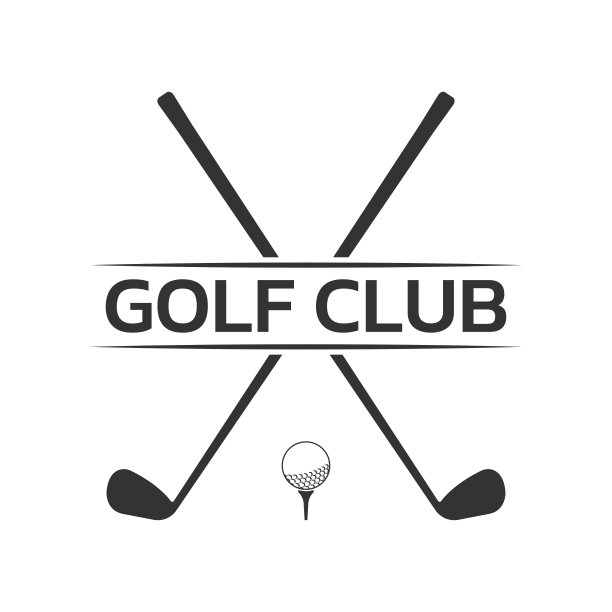 高尔夫球杆logo、徽章或图标，球座上带有交叉的高尔夫球杆和球。矢量图。图片下载